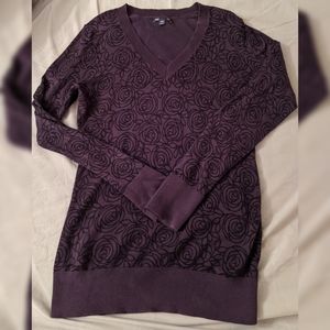5/$25 Long Purple and black floral sweater by Gap